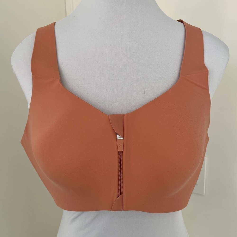 KNIX Catalyst Front Zip Sports Bra Pink Ginger High Impact Support Knix Size 5